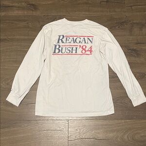 Men's Rowdy Gentlemen White Long Sleeve Shirt Reagan Bush ‘84 Size Medium, Flaws